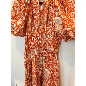 Ulla Johnson Olina Dress Orange White Floral Puff Sleeve Tiered Midi Dress Sz 2 thumbnail 3