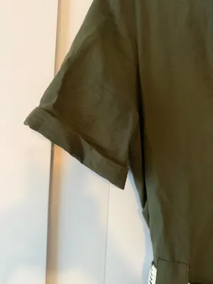 Zara Olive Green Short-Sleeve Utility Jumpsuit with Woven Belt thumbnail 4