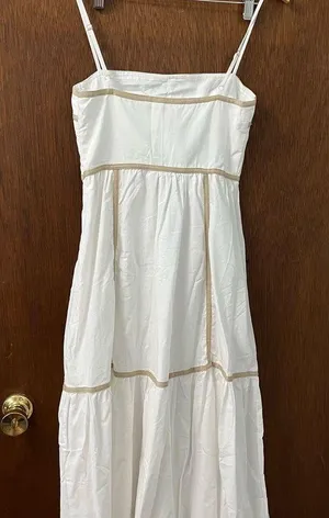 Boutique Billy J White Tiered Midi Sundress with Spaghetti Straps thumbnail 4