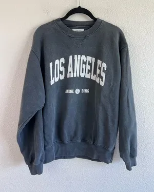 Anine Bing Women's Los Angeles French Terry Pullover Sweatshirt Grey Logo thumbnail 1