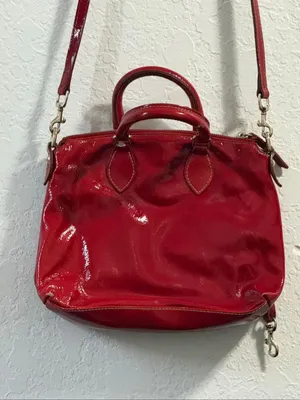 Original Vintage DOONEY & BOURKE True Red Leather Hand Bag patent leather thumbnail 3