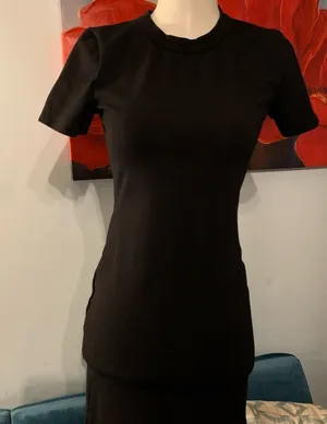 Aritzia SUNDAY BEST Black Knit Short Sleeve Mini Dress Size 6 M Small Stretch thumbnail 1