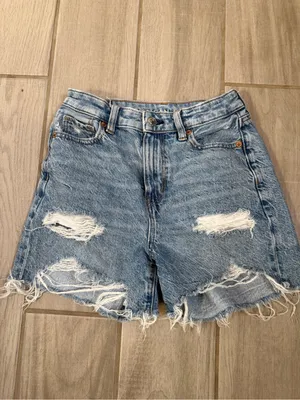 American Eagle distressed denim shorts size 00 high rise thumbnail 2