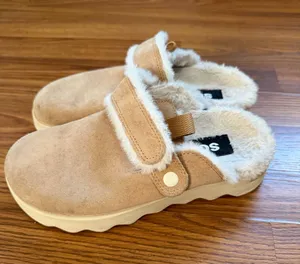 Sorel Viibe Cozy Clog in tan suede with a plush shearling lining 6 thumbnail 1