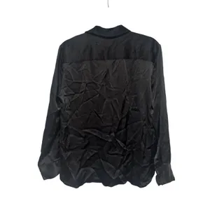Zara Black Satin Button Down Shirt Size L thumbnail 8