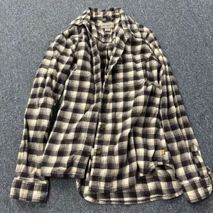 Carhartt Women’s Plaid Button Down Long Sleeve Shirt Black and White Small thumbnail 1