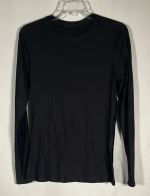 LULULEMON WOMENS BLACK LONG SLEEVE UNDERSHIRT FITTED LARGE thumbnail 1