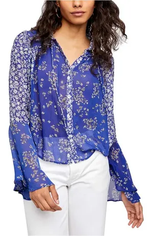 Free People Serena Blouse Floral Flowy thumbnail 1
