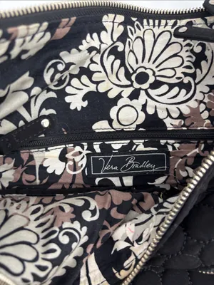Vera Bradley Black Quilted Shoulder Tote with Front Zip Pocket thumbnail 11