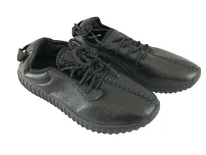 Womens Sneakers Faux Leather Lace Up Black Athletic Size 38 US 6 thumbnail 1
