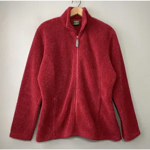 Cabelas Berber Fleece Womens Size Large Red Zip Jacket Gorpcore Country Sherpa thumbnail 1