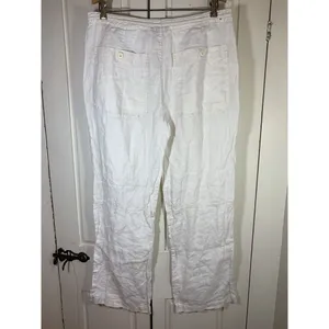 H&M‎ LOGG White Linen Blend Pants Women 33x29 Beachy Wedding Bride Resort Cruise thumbnail 3