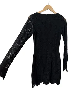 FOR LOVE & LEMONS Noir Mesh Lace Long Sleeve Mini Dress thumbnail 9