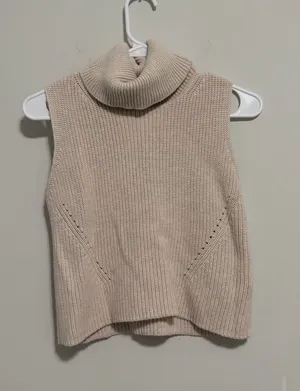 French Connection Sleeveless Turtleneck Knit Vest in Cream thumbnail 1