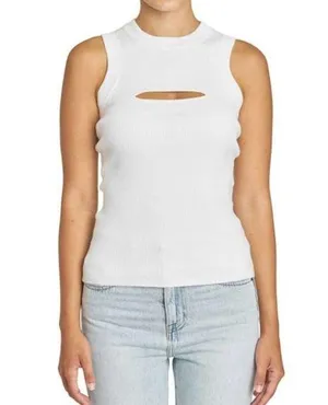 Pistola Womens L Nella Cashmere Blend Cutout Tank in White NEW thumbnail 1