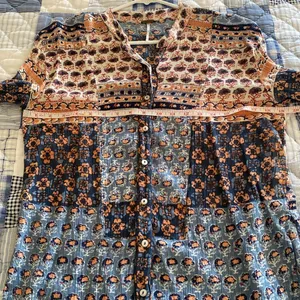 Free People Caravan Block Print Button Front Blouse Top S thumbnail 6