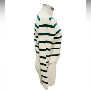 Scotch & Soda Amsterdam Ivory With Green Striped Button-Up Cardigan Size XS NWT thumbnail 4
