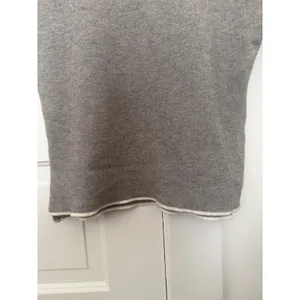 Zara Knit Womens Grey Mock Neck Short Sleeve Sweater Contrast Trim Large thumbnail 6