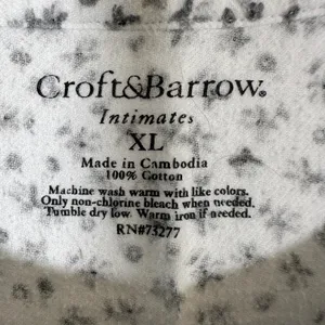 Croft & Barrow Intimates Womens XL White Grey Floral Cotton Flannel Nightgown thumbnail 3