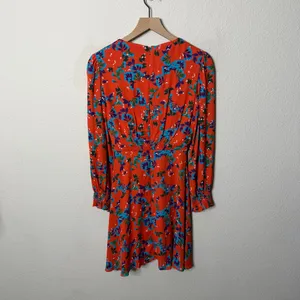 Saloni Eve Mini Dress Tangerine Sweetpeas‎ Chiffon Viscose Smock V Neck Size 0 thumbnail 10