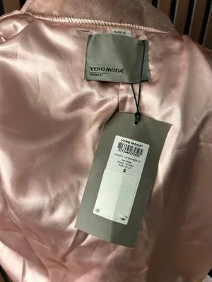 Vero Moda women’s light pink jacket velvet bomber jacket full zip size small NE thumbnail 3