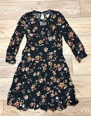 American Eagle Outfitters Womens Black Floral Boho Lace Trim Mini Dress XS Long thumbnail 1