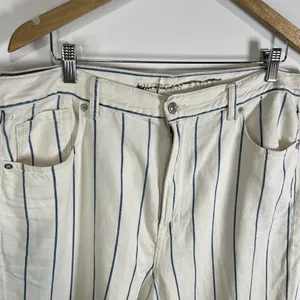 American Eagle Momjean White Blue‎ Striped Plus Size 18 Boho Casual Beach thumbnail 5