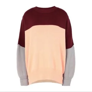 Free People Easy Street Oversized Sweater Color Block Women’s Small Peach Combo thumbnail 6