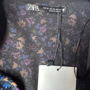 Zara Mini‎ Dress | Boho Floral Print | Women’s XS | Shoulder Pads | Long Sleeve thumbnail 3