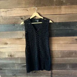 Vintage Laundry by Shelli Segal Black Lace Tunic Dress Button Front Size 4 thumbnail 8