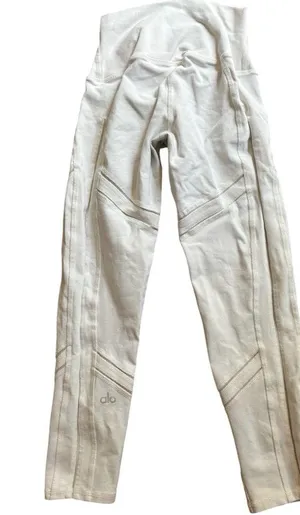 ALO YOGA Crop Leggings Pants w Mesh sz XXS White Gym Run Studio Workout Stretch thumbnail 2