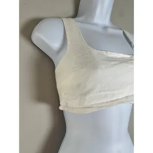 4th Reckless Cream Square Neck Tie Back Crop Top Linen‎ Blend Women's S thumbnail 2