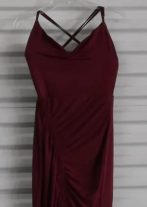 Women's Dress Size Small Burgundy Stretch Cocktail Party Dress Night Out Strappy thumbnail 7