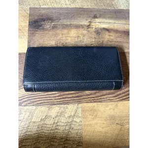 Vtg Kate Spade New York Bifold Black Leather‎ Wallet 4x7.5" thumbnail 2