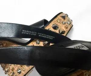 Steven Madden Black Leather Studded Wedge Sandals with Tan Wrapped Platform … thumbnail 6