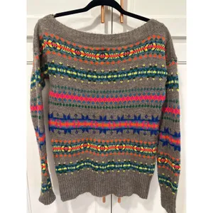 American Eagle Outfitters Neon Fair Isle Wool Blend Sweater preppy Womens M boho thumbnail 6