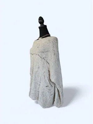 Free People Cotton Chunky Knit Oversized Open Knit Sweater size small 🤍 thumbnail 5