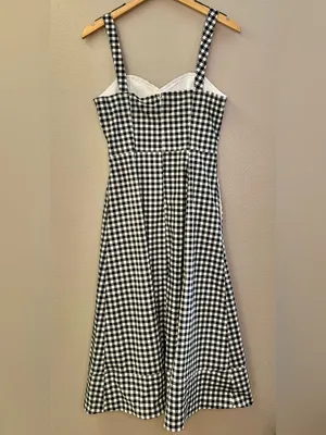NWT Avec Les Filles Gingham Check Fit and Flare Sweetheart Dress thumbnail 5