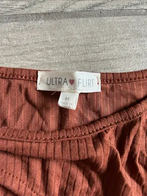 Ultra Flirt Rust Ribbed Long-Sleeve Bodysuit thumbnail 2