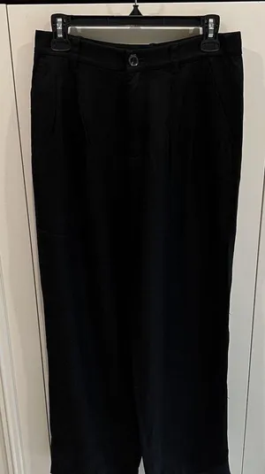 Loft Black Twill Wide Leg Pants Minimalist Career 100 % Lyocell Capsule Wardrobe thumbnail 1