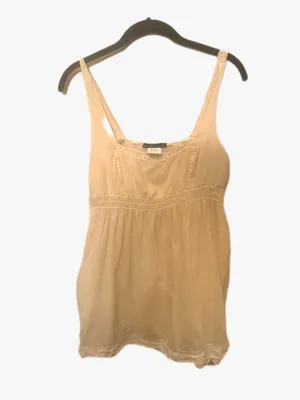 Y2K Vintage Womens Cream Lace-Trim Square Neck Babydoll Tank Top thumbnail 2