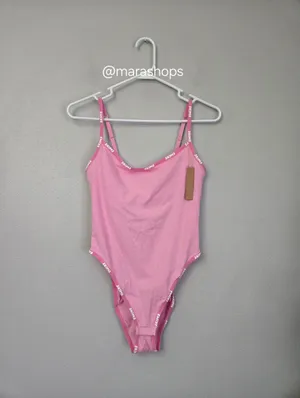 Skims Pink Logo Cotton Bodysuit thumbnail 4