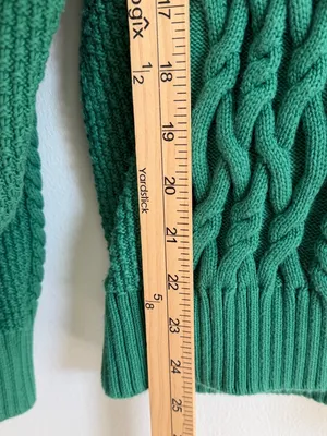 Aritzia Sunday Best Peggy Sweater Cable Knit V-Neck Size xxs xs small green thumbnail 8