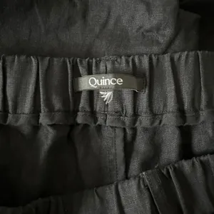 Quince 100% European Linen Wide Leg Elastic Waist Ankle Pants Black Size Large thumbnail 6