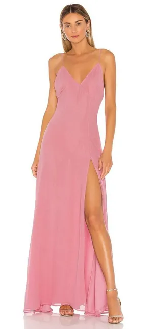 Michael Costello Janina Gown Mauve Slit Maxi Size S thumbnail 1