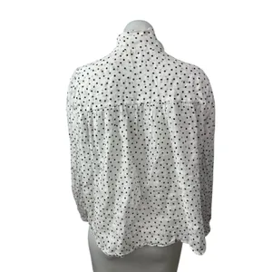 Zara Women's White Polka Dots Balloon Long Sleeve Tie High Neck Blouse Top Sz L thumbnail 4
