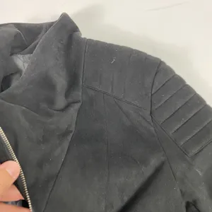 BKE Jacket Womens Small Black Faux Suede‎ Moto Quilted Shoulder Zip Biker thumbnail 4