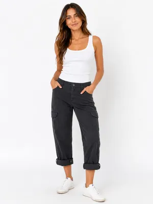 KUHL Womens 6 Regular Dark Grey Cargo Hiking Pants Roll Tab Outdoor Stretch thumbnail 2