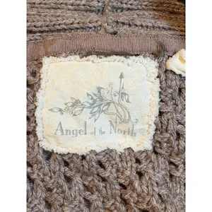 Angel of the North Cardigan Women XS Taupe Crochet Open Front‎ Shawl Collar Boho thumbnail 6