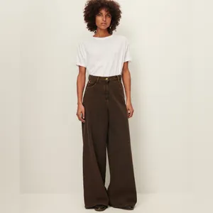$275 New Sessun Dalt Brown Wide leg High Rise Jean - US 24 (34) thumbnail 6